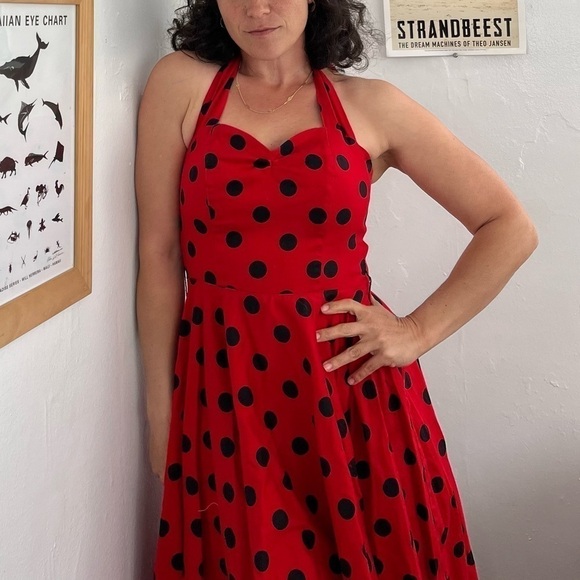 Vintage Inspired Polka Dot Pin Up Dress - Picture 1 of 4